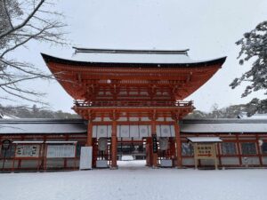 雪の河合神社と下鴨神社